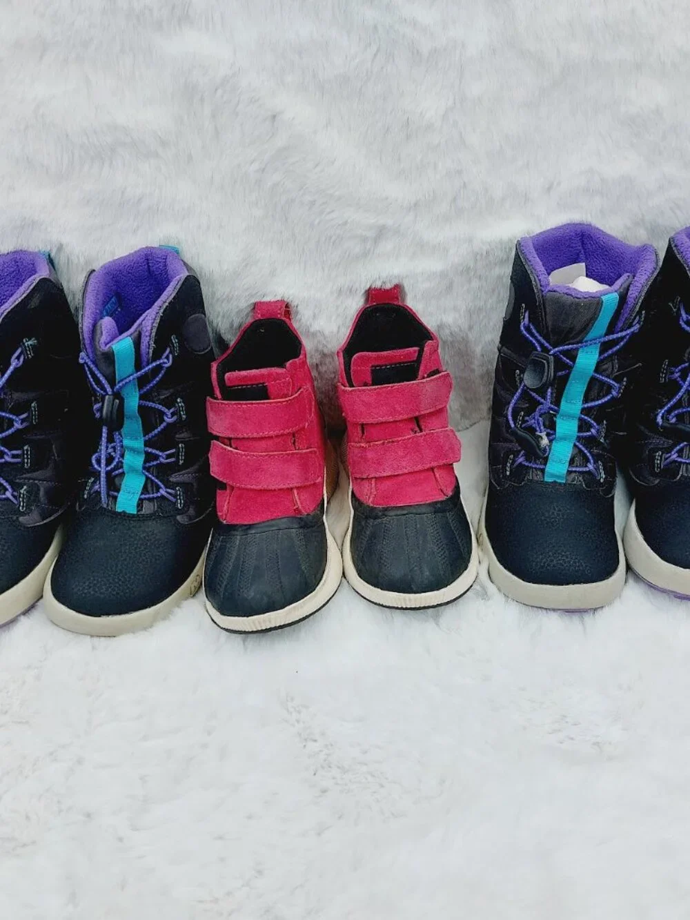 Set of 3 Sorel Merrell Girl's Black Purple Pink Ankle Snow Winter Boots Size 13